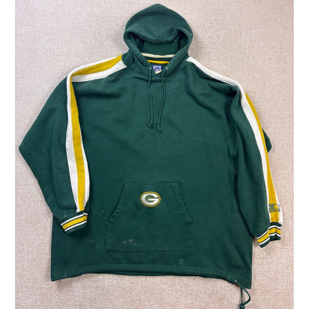 Vintage Starter Green Bay Packers Hoodie Mens XL Green NFL Pullover Sweatshirt